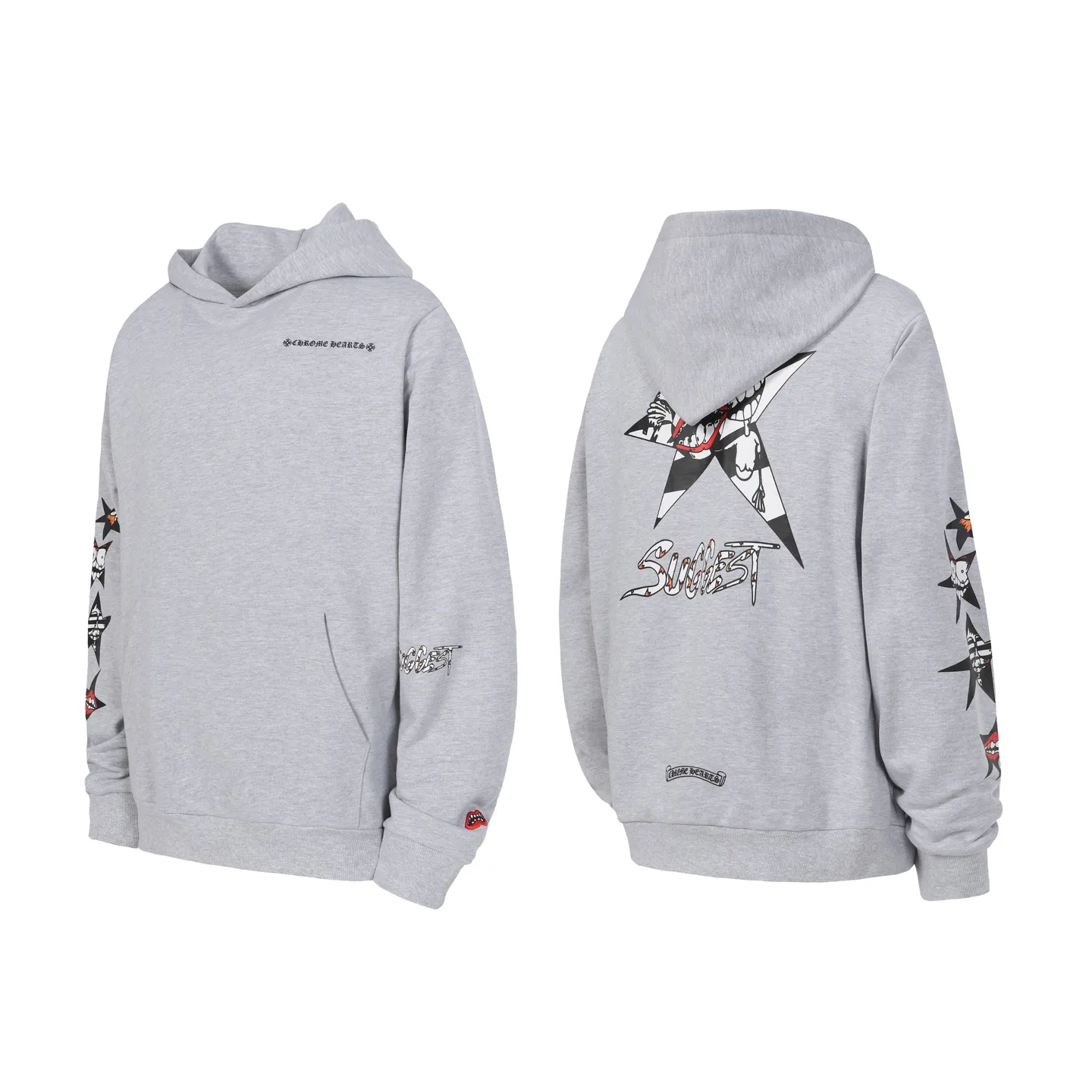 P240 L3109 Cross-border model, please do not place an order if you are pursuing quality - Chrome Hearts/Chrome Hearts pink Sanskrit letter printed hooded sweatshirt - High weight, high density, high quality, soft, delicate and skin-friendly wool, soft and silky to the touch, excellent warmth and skin-friendly properties - Custom-woven and custom-dyed, no color difference, no matter the fabric or workmanship details, beat the ordinary version on the market -Colour: gray -Size: S M L XL